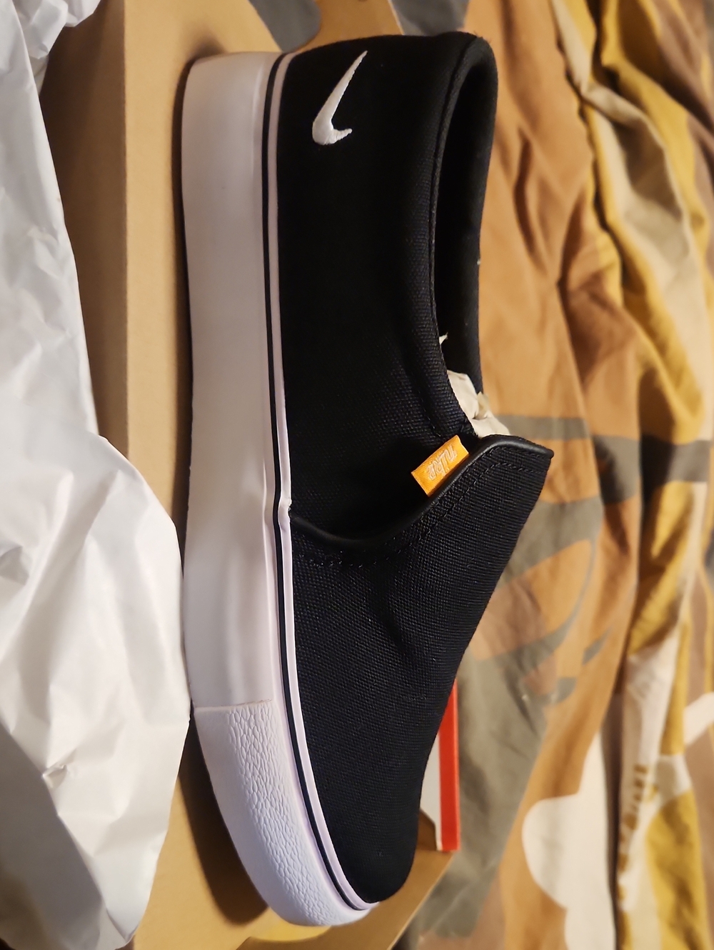 Nike Black Slip-On Canvas Loafer with White Sole